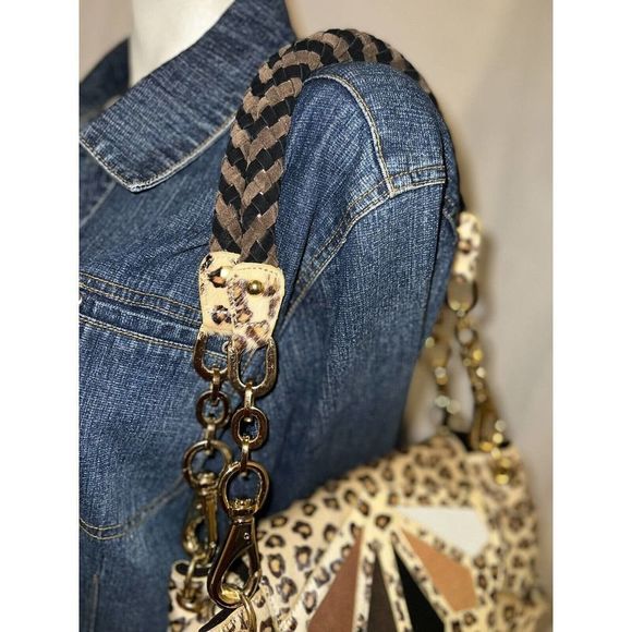 LA GIOE DI TOSCANA Purse Animal Print Pony Hair Leather Suede Flap Shoulder Bag - Picture 4 of 11